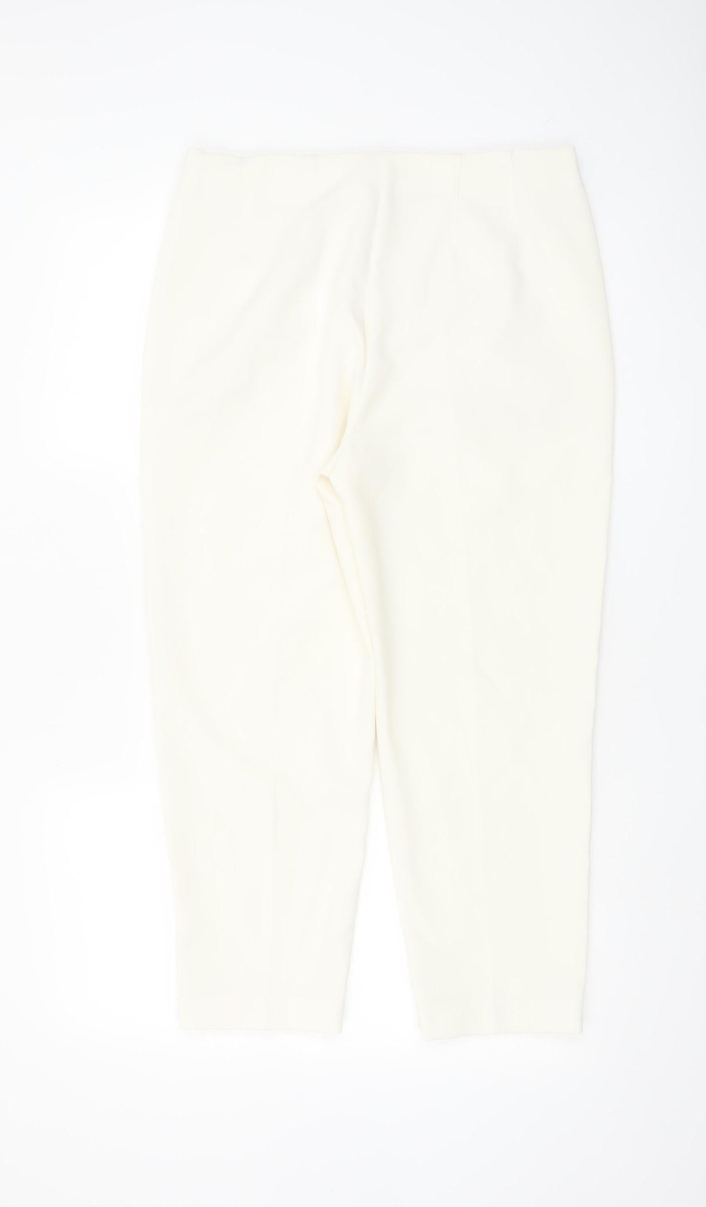 Marks and Spencer Women Ivory Cropped Tapered Trousers Size 12 Short
