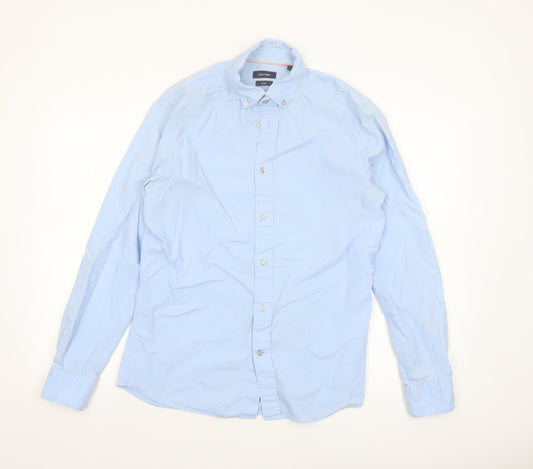 Calvin Klein Men's Blue Slim Fit Button-Down Shirt Size S