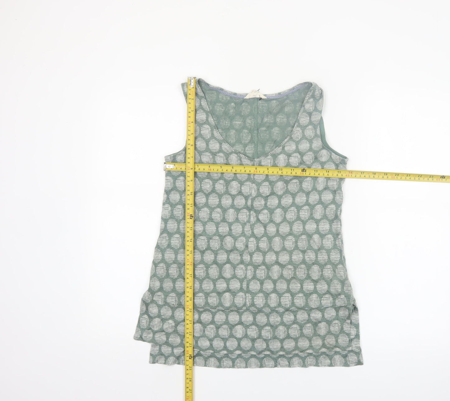 White Stuff Women's Green Linen V-Neck Sleeveless Tank Top UK 8