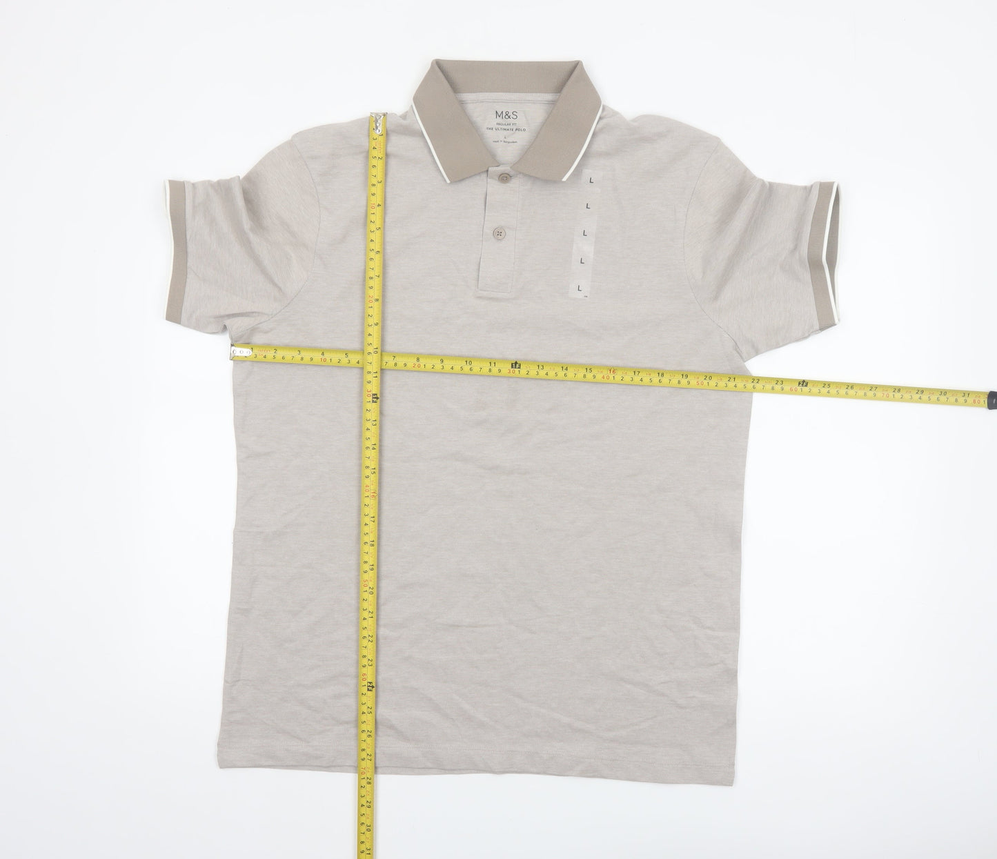Marks and Spencer Men’s Beige Regular Fit Ultimate Polo Shirt L