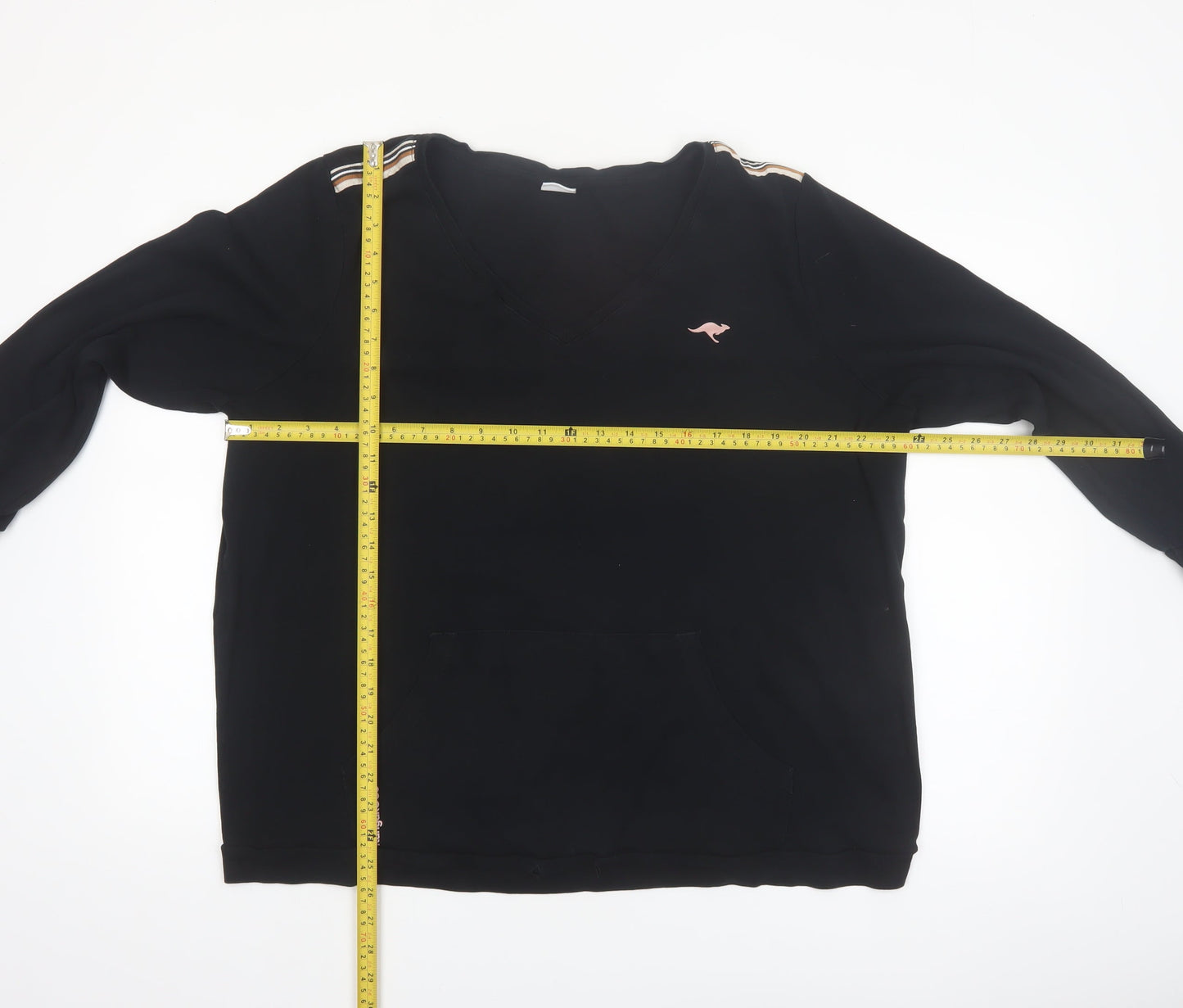 KangaROOS Women Black 22/24 Pullover Sweatshirt Cotton V-Neck