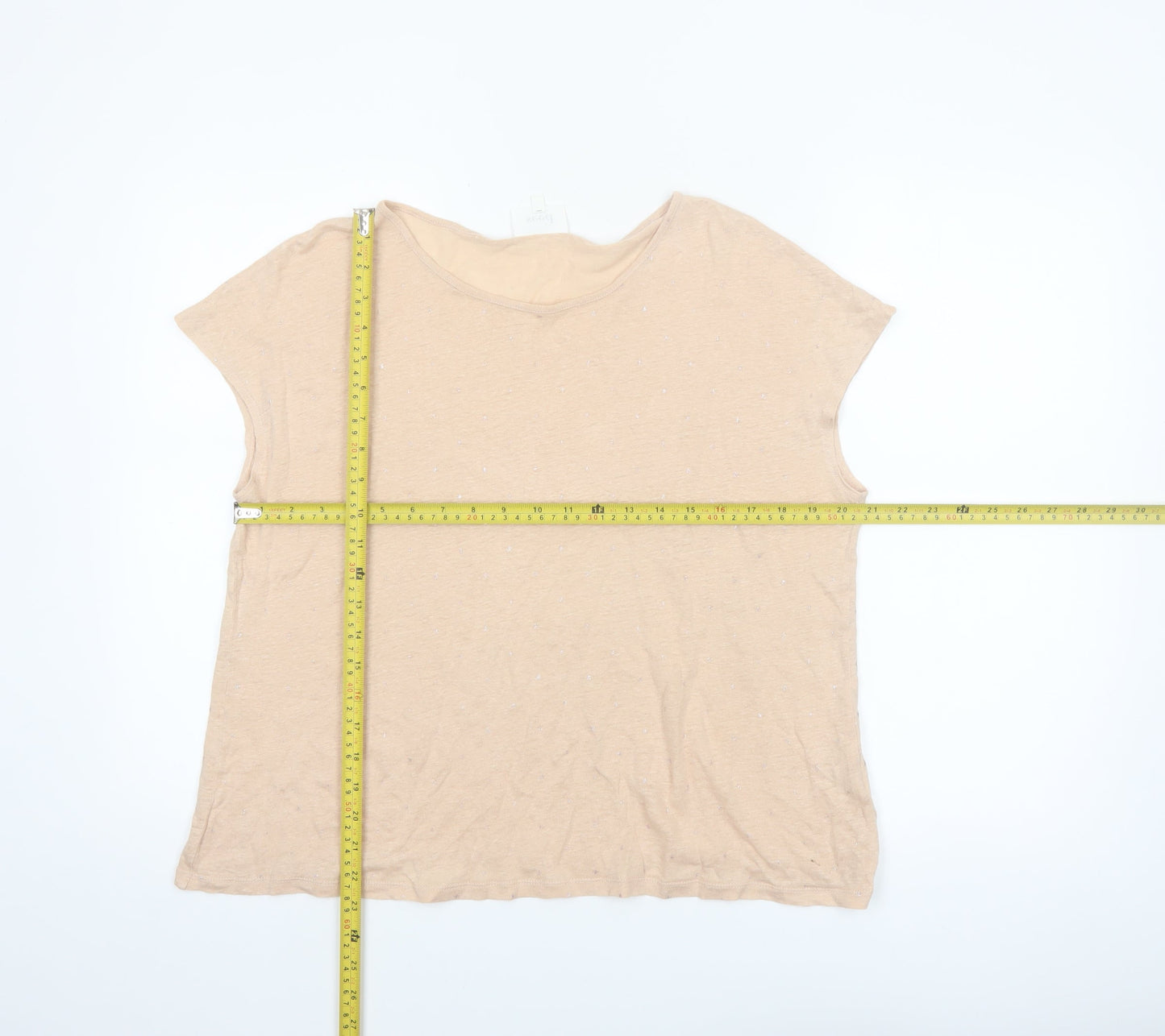 Seed Heritage Women’s Beige Linen Relaxed Fit Short Sleeve T-Shirt S