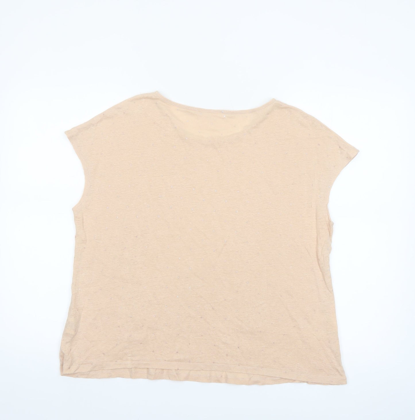 Seed Heritage Women’s Beige Linen Relaxed Fit Short Sleeve T-Shirt S