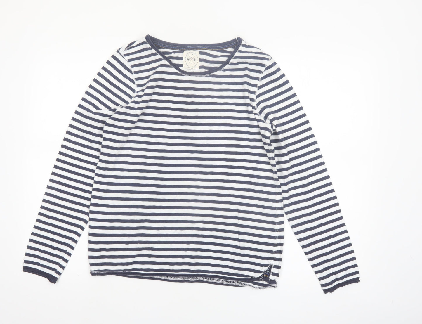 White Stuff Womens Blue Striped Long Sleeve Cotton T-Shirt UK 10
