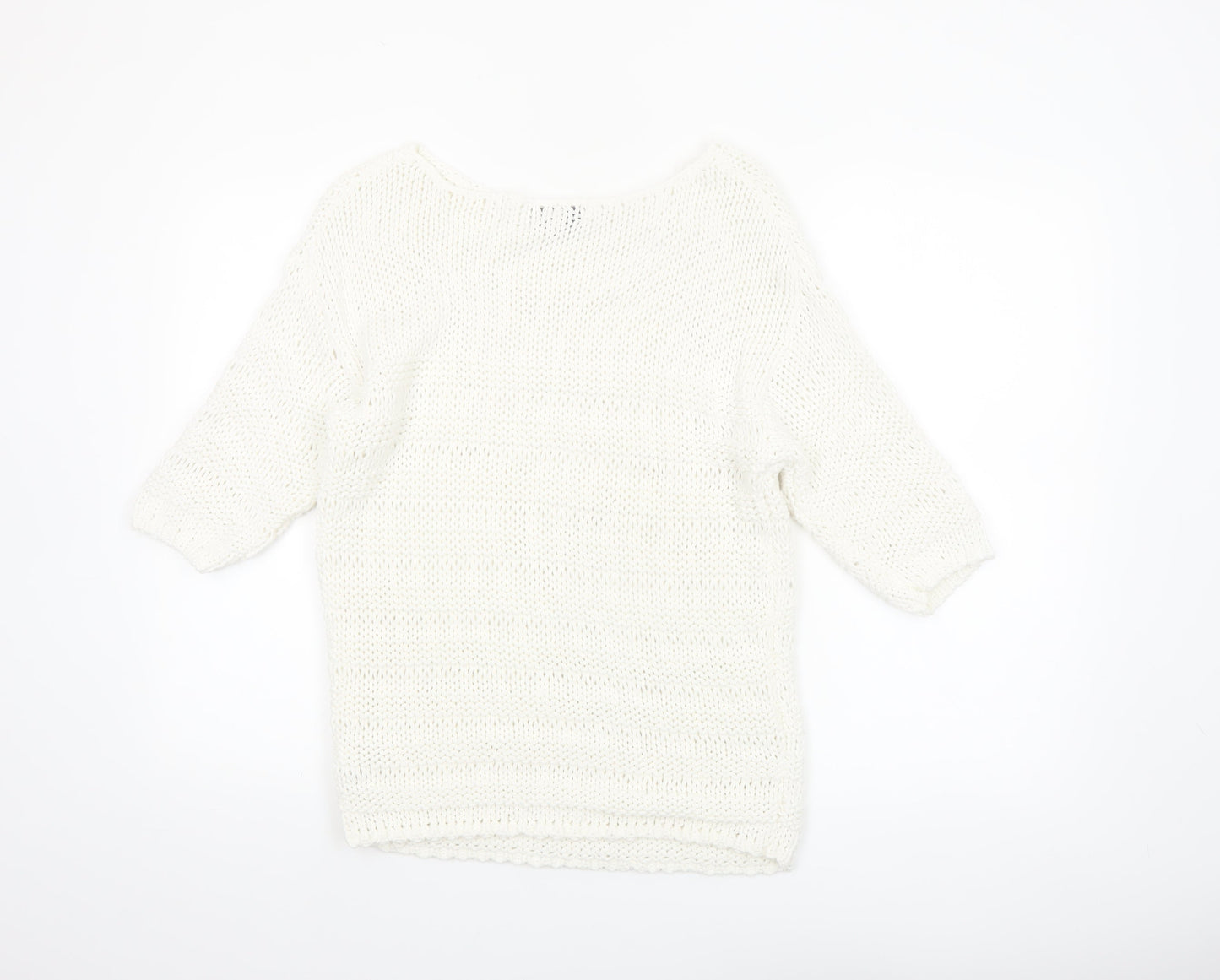 Next Women’s White Cotton Knit Pullover Jumper Size M
