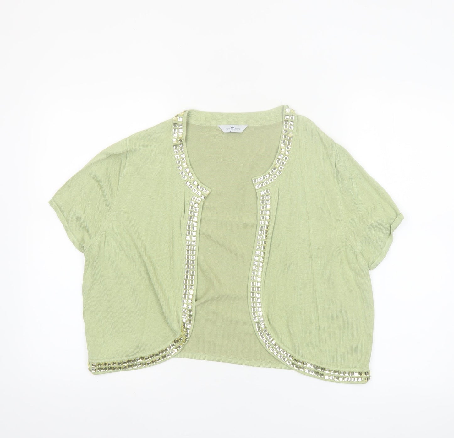 Joanna Hope Women's Green Beaded Open Shrug Size 18