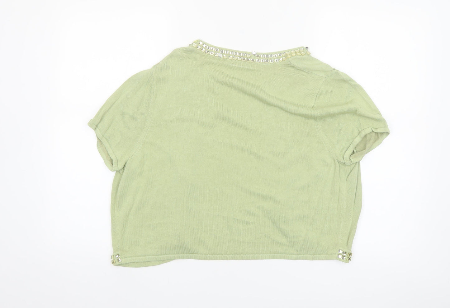 Joanna Hope Women's Green Beaded Open Shrug Size 18