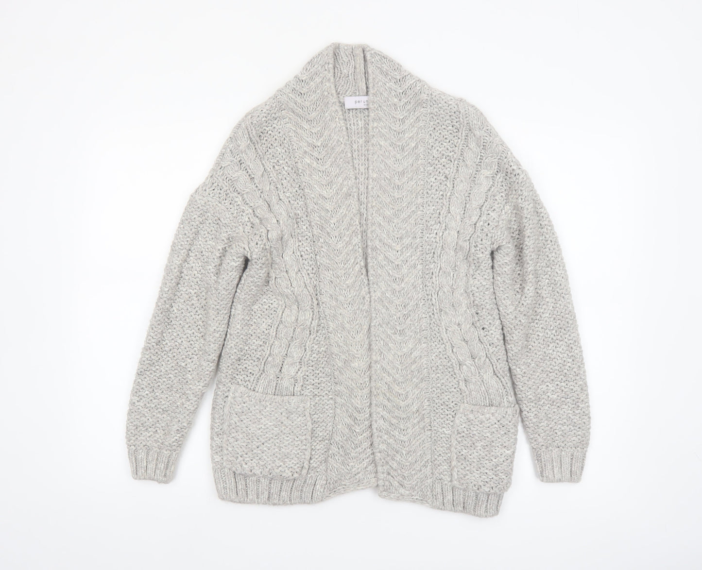 Marks and Spencer Women’s Grey Chunky Knit Open Front Cardigan Size 8