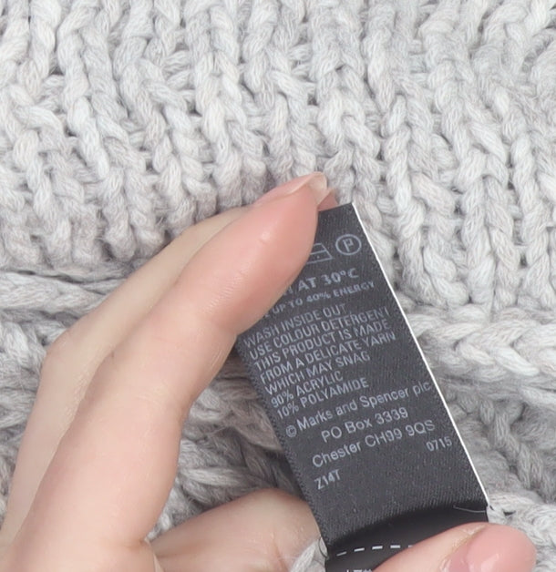 Marks and Spencer Women’s Grey Chunky Knit Open Front Cardigan Size 8