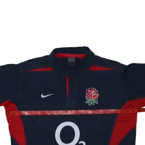 Nike England Rugby O2 Navy Long Sleeve Polo XL Men's Team Top
