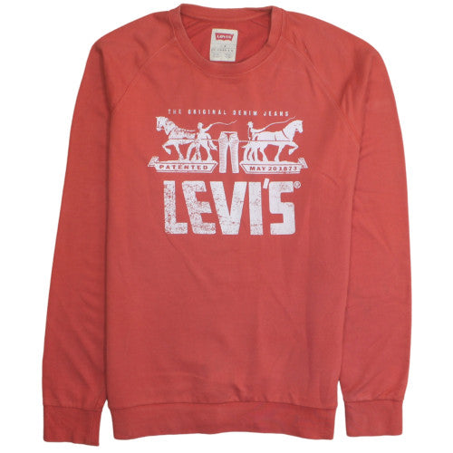 Levi's Men's Red Graphic Print Crew Neck Pullover Sweatshirt L