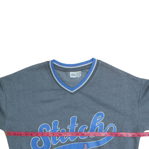 Disney Women’s Blue Stitch V-Neck Pullover Sweatshirt Size S