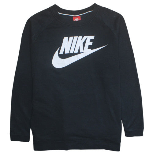 Nike Womens Black XL Crew Neck Pullover Sweatshirt with Logo Print