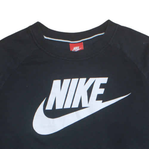 Nike Womens Black XL Crew Neck Pullover Sweatshirt with Logo Print