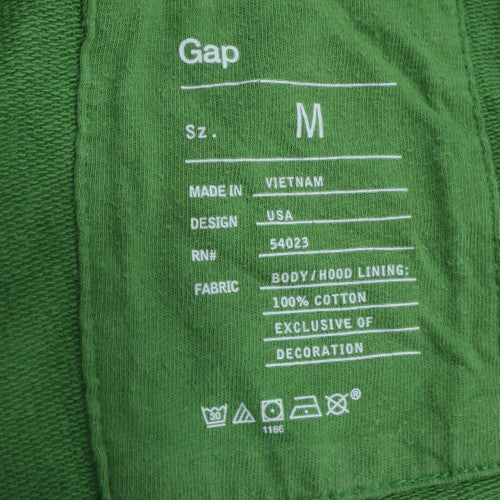 GAP Women Green Full Zip Hoodie Medium 100% Cotton Casual