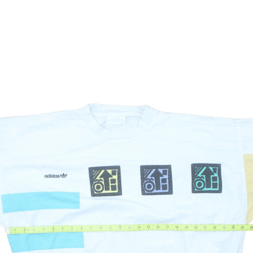 Adidas Women’s White Multicolour Graphic Sweatshirt Size L 40/42 Vintage Style