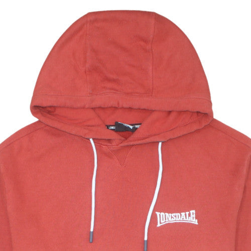 Lonsdale Men’s Red Pullover Hoodie L Logo Sports Fleece Sweatshirt
