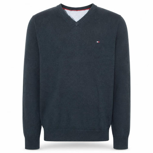 Tommy Hilfiger Men's Black V-Neck Cotton Pullover Jumper M