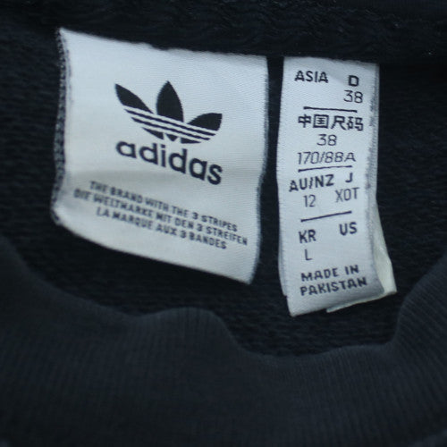 Adidas Womens Black Crew Neck Pullover Sweatshirt Size 12 Cotton