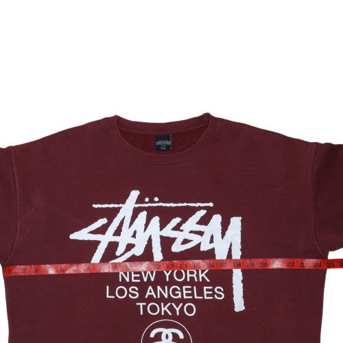 Stussy Men's Red XL Pullover Sweatshirt with City Logo Print
