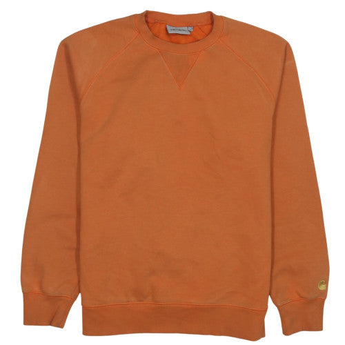 Carhartt WIP Men's Orange Chase Sweatshirt M Crew Neck Cotton Blend
