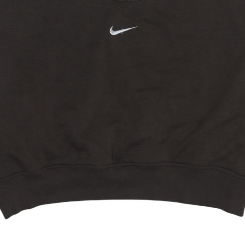 Nike Women Black Cropped Pullover Sweatshirt L Logo Crew Neck