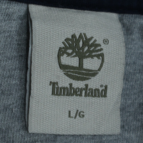 Timberland Men's Grey Pullover Hoodie L Logo Fleece Sweatshirt