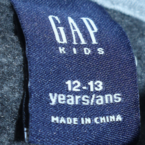 GAP Boys Black Hooded Pullover Sweatshirt 12-13 Years Fleece Logo
