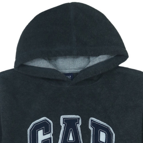 GAP Boys Black Hooded Pullover Sweatshirt 12-13 Years Fleece Logo