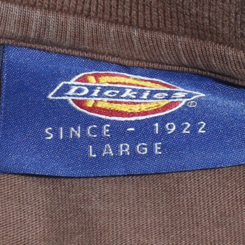 Dickies Women's Brown Striped Long Sleeve Cotton Polo Shirt Size L