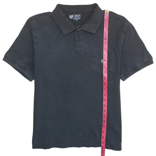 Chaps Men's Black Cotton Short Sleeve Polo Shirt XL