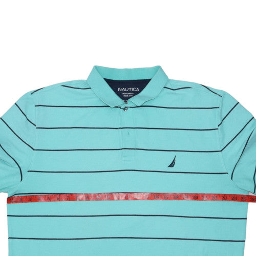 Nautica Men's Blue Striped Classic Fit Performance Polo XXL