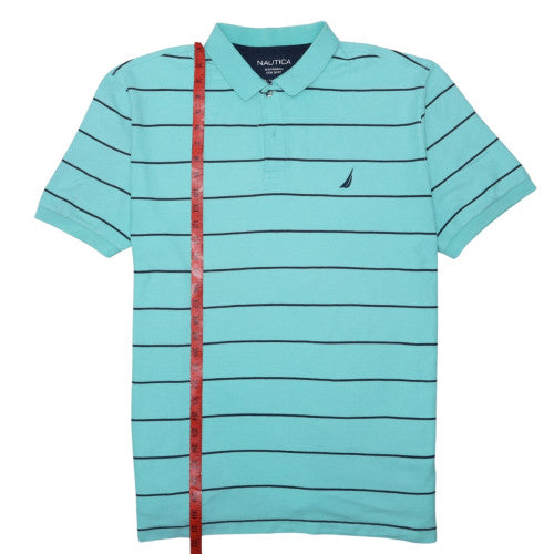 Nautica Men's Blue Striped Classic Fit Performance Polo XXL