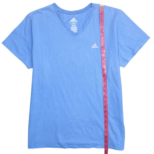 Adidas Men's Blue V-Neck Short Sleeve Cotton T-Shirt 2XL