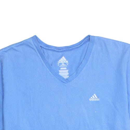 Adidas Men's Blue V-Neck Short Sleeve Cotton T-Shirt 2XL