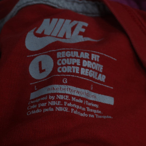 Nike Men's Red Long Sleeve Crew Neck Cotton T-Shirt Size L