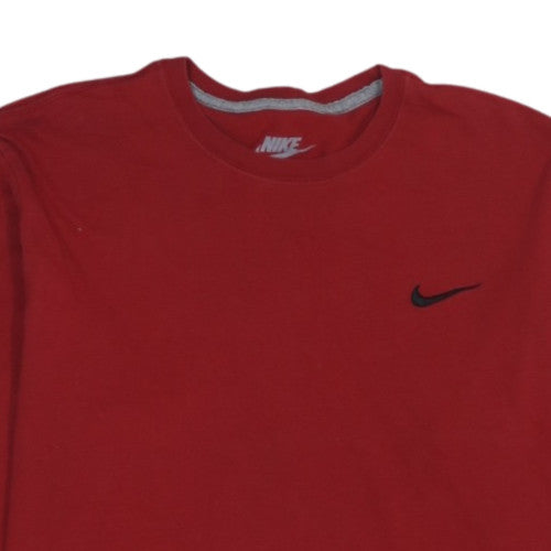 Nike Men's Red Long Sleeve Crew Neck Cotton T-Shirt Size L