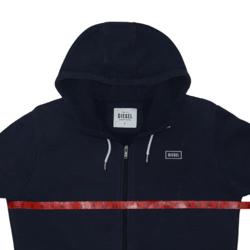 Diesel Men's Black Full Zip Hoodie L Regular Fit Cotton Blend