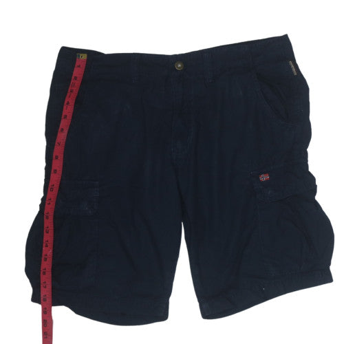 Napapijri Men Blue Cargo Shorts Size 34 Regular Fit Cotton