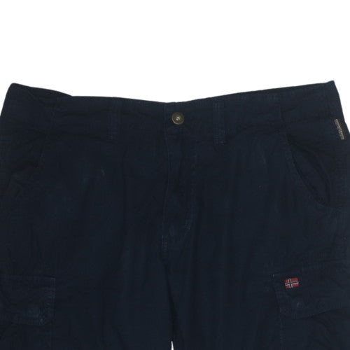 Napapijri Men Blue Cargo Shorts Size 34 Regular Fit Cotton
