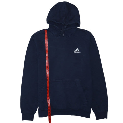 Adidas Men Blue Pullover Hoodie Medium Fleece Sportswear