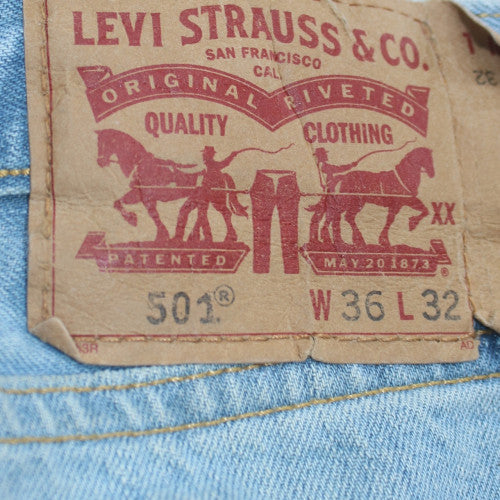 Levi Strauss 501 Men's Blue 36W 32L Straight Leg Distressed Jeans