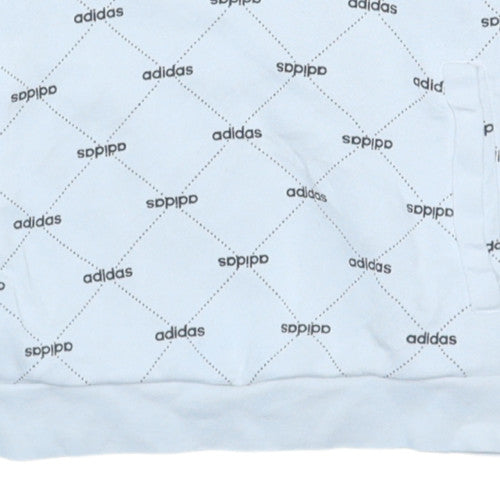 Adidas Womens White Pullover Hoodie M 12-14 Logo Print Casual