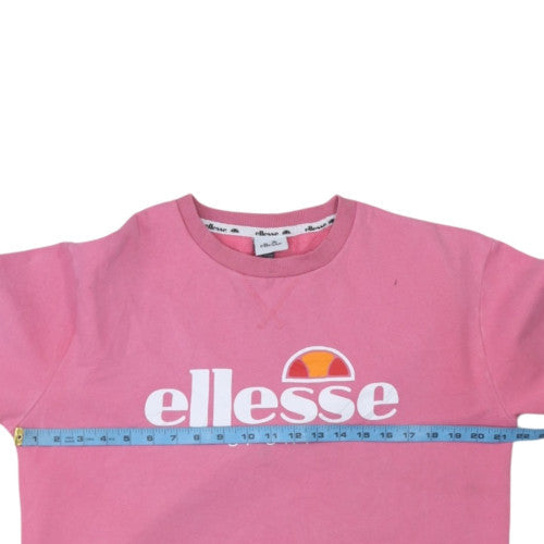 Ellesse Women Pink Crew Neck Pullover Sweatshirt UK 14 Cotton Blend