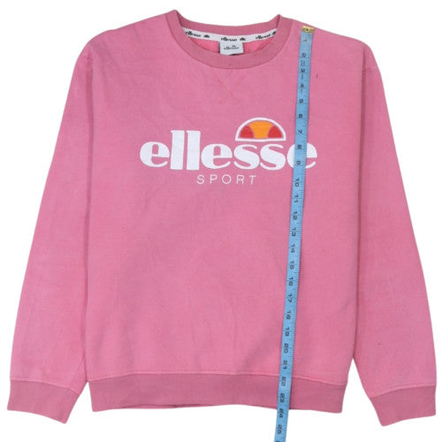 Ellesse Women Pink Crew Neck Pullover Sweatshirt UK 14 Cotton Blend