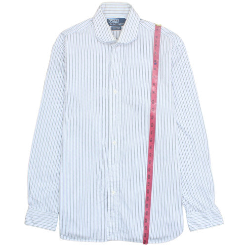 Polo Ralph Lauren Men's White Striped 15.5 Slim Fit Button-Up Shirt