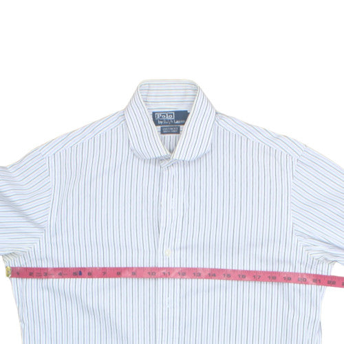 Polo Ralph Lauren Men's White Striped 15.5 Slim Fit Button-Up Shirt