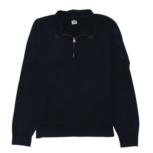 C.P. Company Men's Black XL Collared 1/2 Zip Cotton Sweatshirt