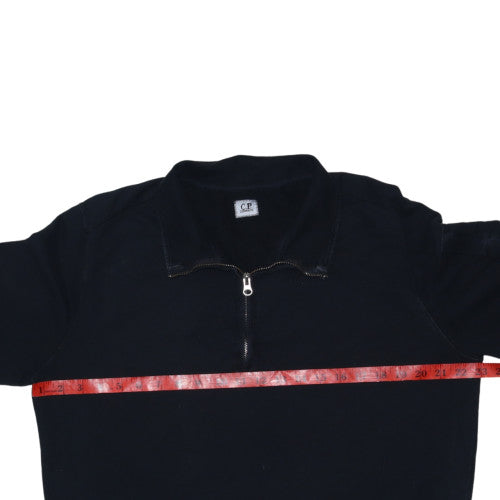 C.P. Company Men's Black XL Collared 1/2 Zip Cotton Sweatshirt