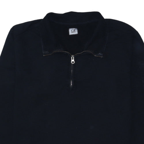 C.P. Company Men's Black XL Collared 1/2 Zip Cotton Sweatshirt
